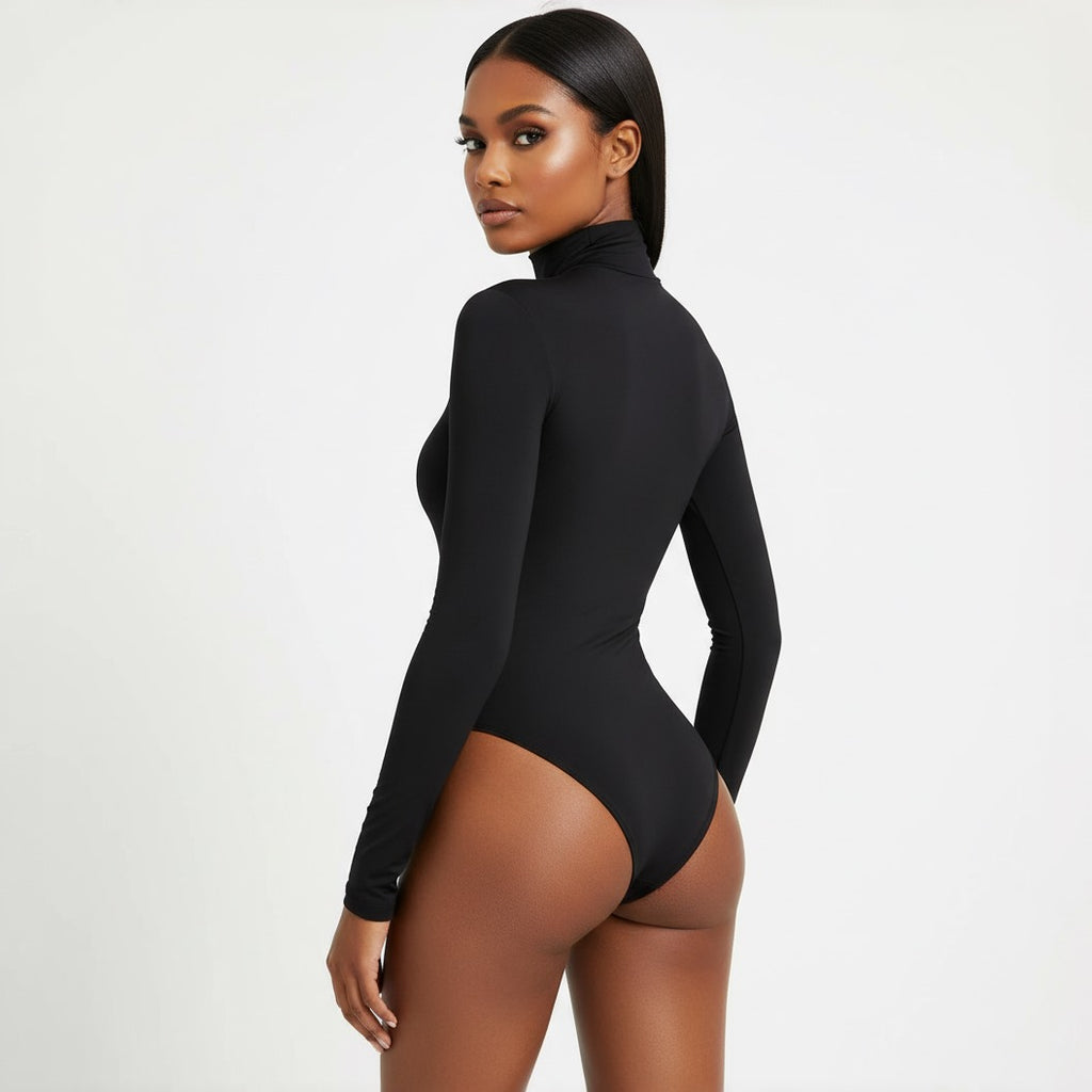 Black Long Sleeve Turtleneck Bodysuit