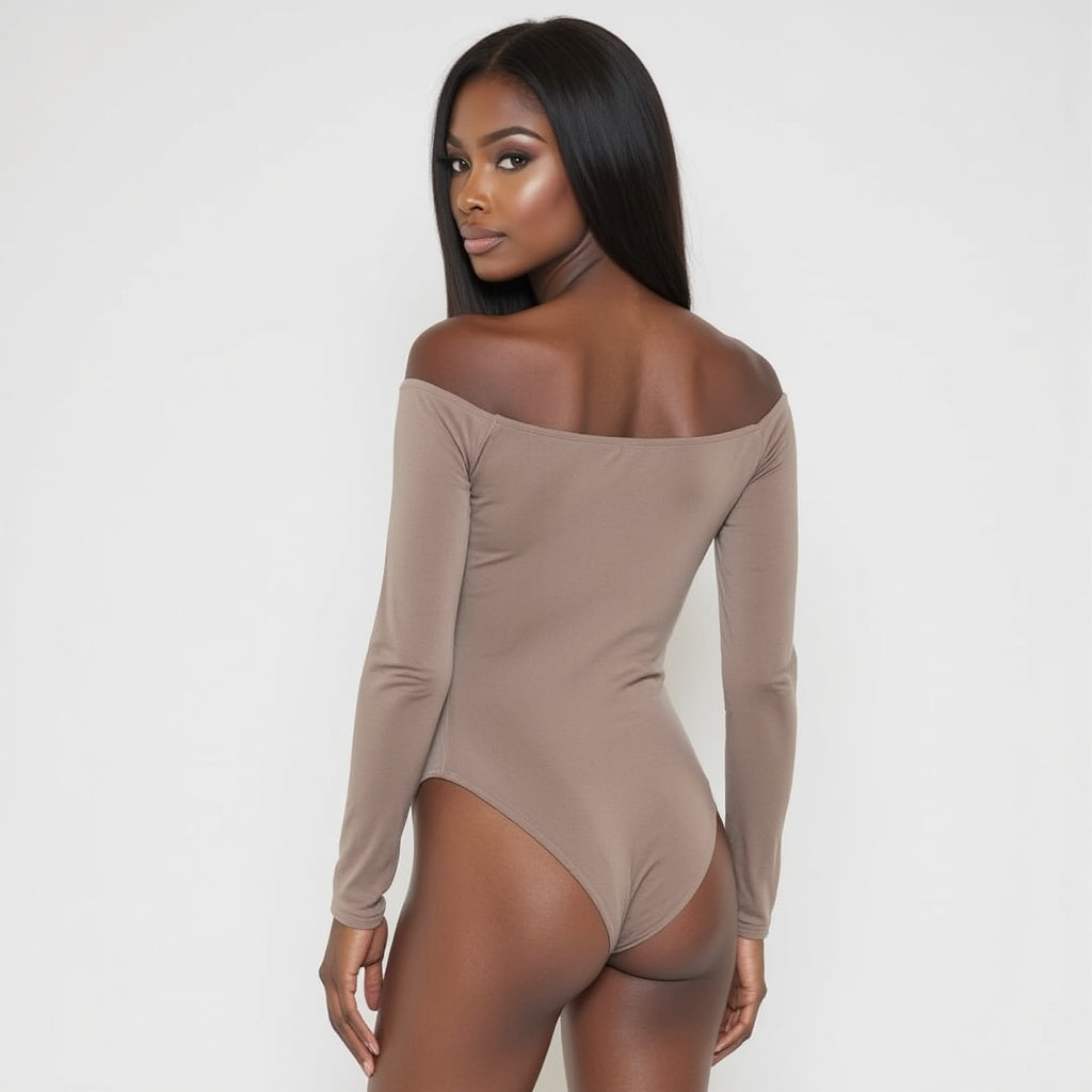 Pecan Off-Shoulder Bodysuit