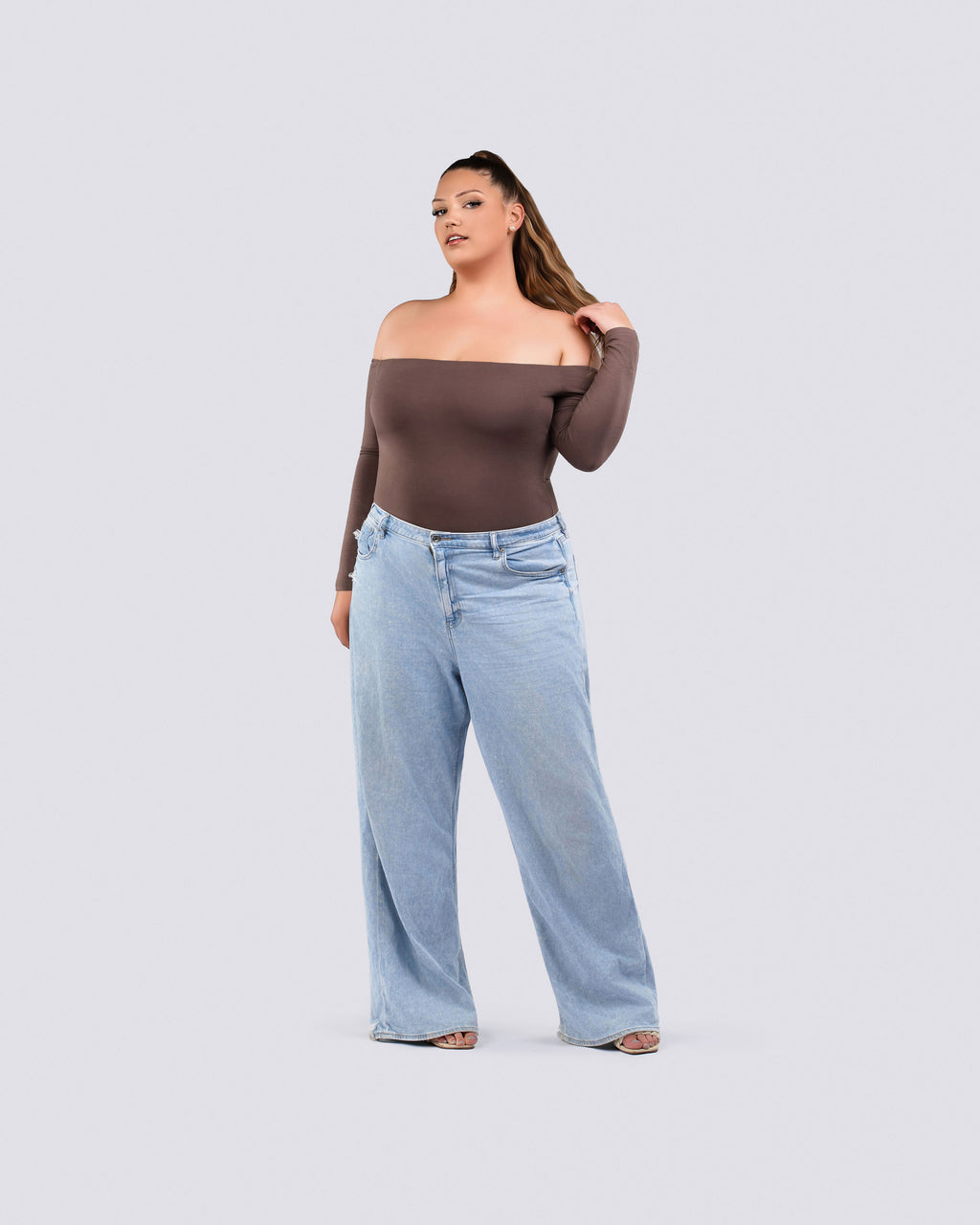 Pecan Off-Shoulder Bodysuit